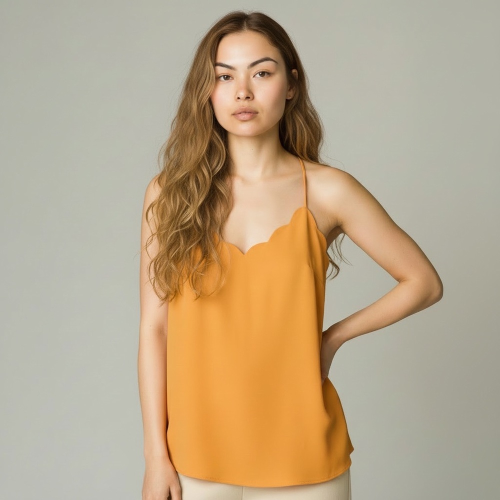 J.Crew | Golden Yellow Scalloped Racerback Cami Top Size‎ 2/XS Summer Spring